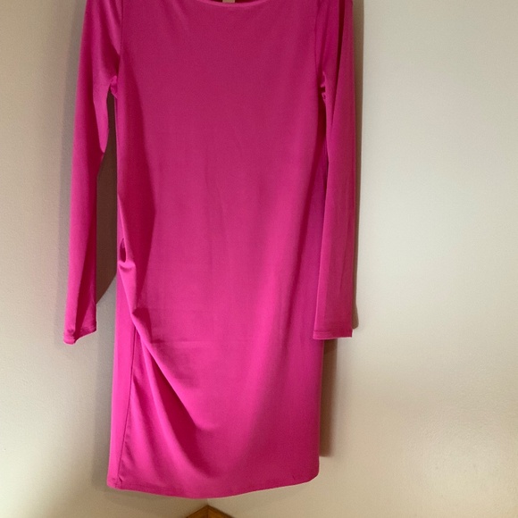 H&M Pink M Shift dress Ruching on side Minimalist Scandi Girl Normcore Mama - Picture 9 of 9